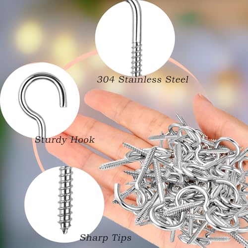kristwash 115 Stück Schraubhaken Edelstahl Deckenhaken Set Haken zum Schrauben Hakenschraube Metall zum Aufhängen für Kunsthandwerk Holz Basteln Möbel
