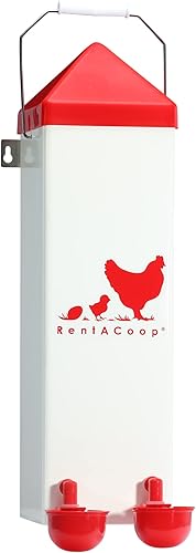 RentACoop Bebedero para pollos de 2 galones con tazas de llenado automático, pezones horizontales, cono anti-gallina y kit de montaje, adecuado para