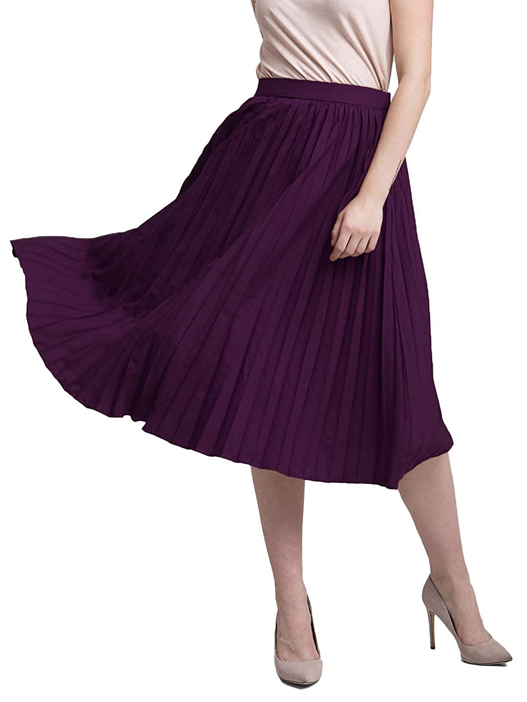 Gonna da donna in stile western, con motivo floreale, elegante gonna a pieghe per l'estate, lunghezza al ginocchio, lunghezza al ginocchio, gonna midi casual