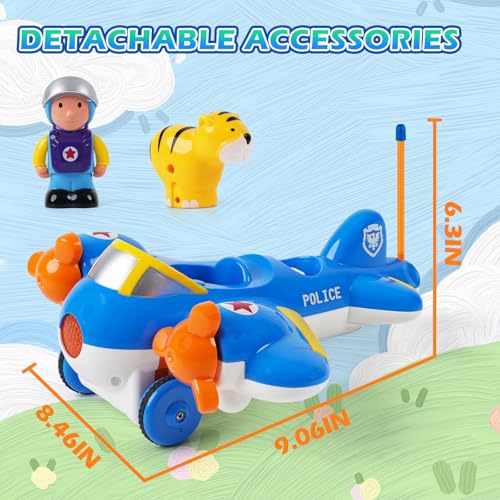 Image of Remote Control Airplane Toy for Toddlers, RC Cartoon Plane with Rotating Propellers, Music, Lights, Easy RC Toy Birthday Gift for Kids Boys 18+ Months, 2 3 4 5 Year Old