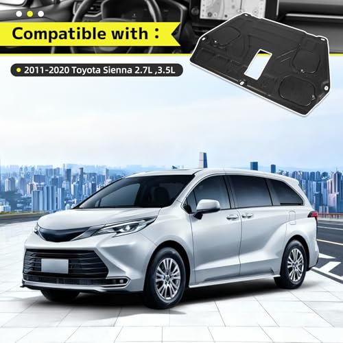 Image of Engine Splash Shield for 2011-2020 Toyota Sienna 2.7L 3.5L, Under Engine Cover Protector, Direct Replacement Mud Guard with Access Hole