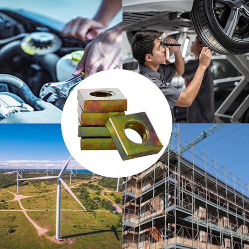 M6 Vierkantmuttern, 10 mm x 3 mm, Innengewinde, verzinkt, metrisches Grobgewinde, Muttern, Sortiment-Set für Automobilherstellung, Elektro-Heim-Hardware-Zubehör, 100 Stück