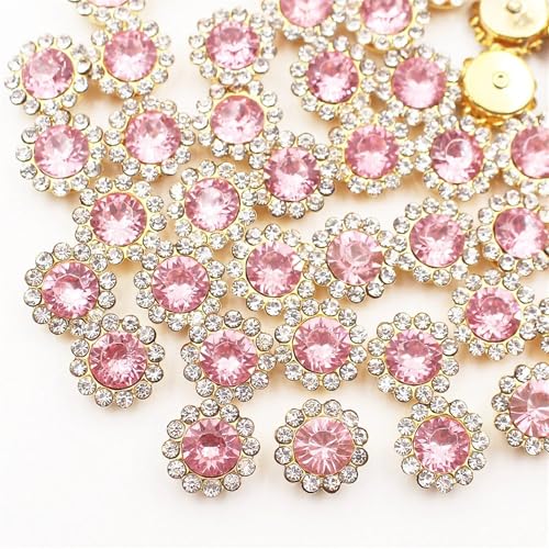 Pedrería Para Coser Garra de girasol for coser, de 8 mm a 12 mm, con cristales, cuentas de vidrio, botones, piedras, diamantes de imitación for coser en la ropa, accesorios de costura(Lt rose-G,30PCS_