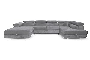 Sofá esquinero Rodas U 345 x 202 cm, sofá Cama 7-8 plazas Lado Derecho (Lado Derecho)