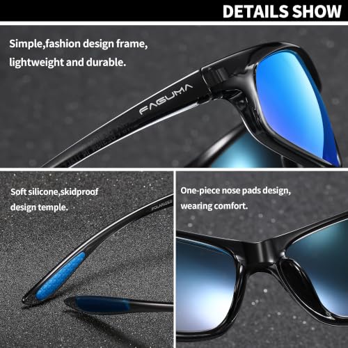 Image of FAGUMA Polarized Sports Sunglasses For Men UV400 Protection | Cycling Driving Fishing