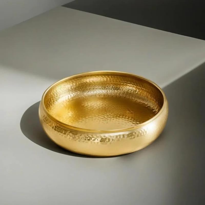 Hammered Urli Bowl for Floating Flowers and Tea-Light Candles | 9-Inch Decorative Bowl for Home, Office, Table, and Diwali Decoration | Add a Touch of Charm to Any Space-image-4