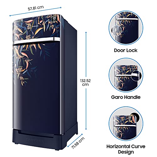 Image of Samsung 198 L 5 Star Digital Inverter Single Door Refrigerator Appliance (RR21A2H2WTU /HL, Base Stand with Drawer, Delight Indigo), Medium
