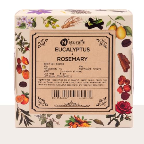 Image of Naturalis Eucalyptus Soap - Handmade Cold-Pressed Soap with Organic Rosemary Oil - Organic Soap for Deep Cleansing, Hydration, Skin Soothing, and Radiant Glow, 100g