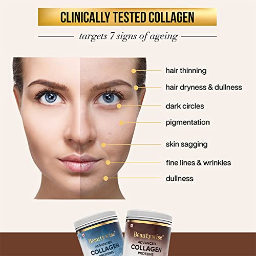 Image of Beautywise Skin Brilliance Glutathione with NAC -500mg |Dual Action| Evening Primrose Oil + Advanced Marine Collagen Proteins Powder | With Hyaluronic Acid, Japanese Glutathione & Biotin | Helps Keep Hair, Nail, Skin Healthy & Nourished cocoa Flavoured ( 60 capsules + 250 gm Combo)