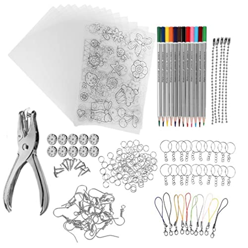 Orangeone Kit de Hoja de Plástico Transparente Retráctil de 182 Piezas, Kit de Papel de Arte Retráctil, Manualidades Creativas con Papel, Anillo Abierto, Cierre de Langosta, Perforador, Lápiz Cover