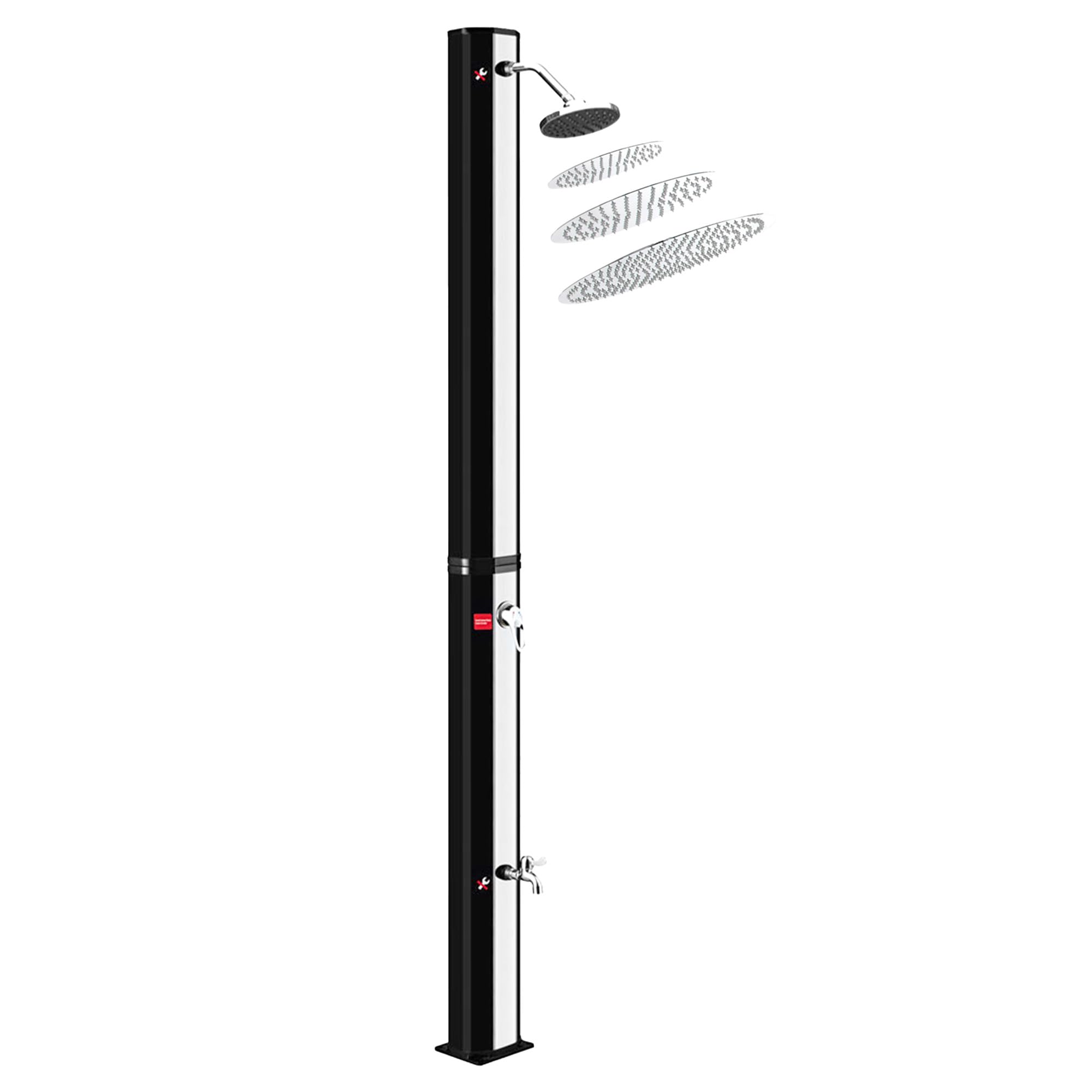 Solar Gartendusche 35L mit Edelstahl Duschkopf Ø 200 mm Pooldusche Campingdusche Außendusche mit Fußdusche und Einhebelmischarmatur Solardusche Garten Wassertemperatur bis 65°C
