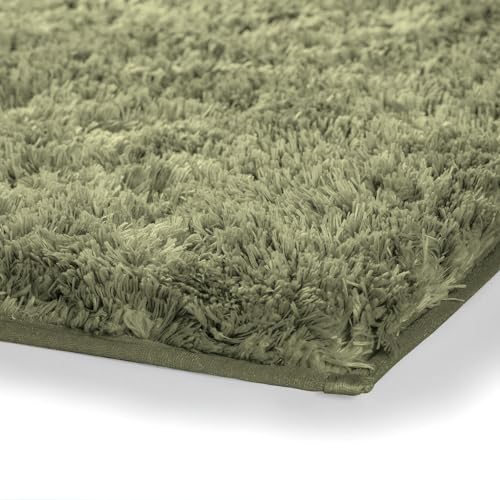 Image of LUXE HOME INTERNATIONAL Microfiber Rectangular Home Bath Mat Super Soft Non Slip Vegas Mats for Bathroom, Kitchen, Bedroom, and Door (45x75 Cm, Green) Pack of 1