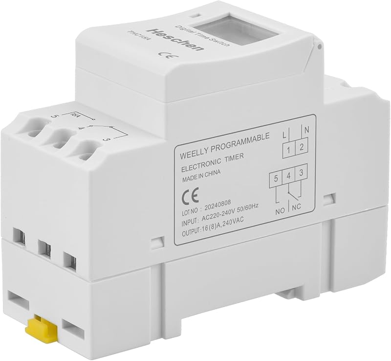 Heschen Digitális LCD Heti Programozható Időkapcsoló Relé 220-240V 16A DIN Sínre THC15A