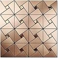 Vamos Tile Peel and Stick Backsplash Tile with Gloves - Metal Tile Stick on Backsplash for Kitchen and Bathroom Rosegold Windmill Puzzle Glass Mixed Self Adhesive Mosaic Tiles(12"x12"x10 Sheets)