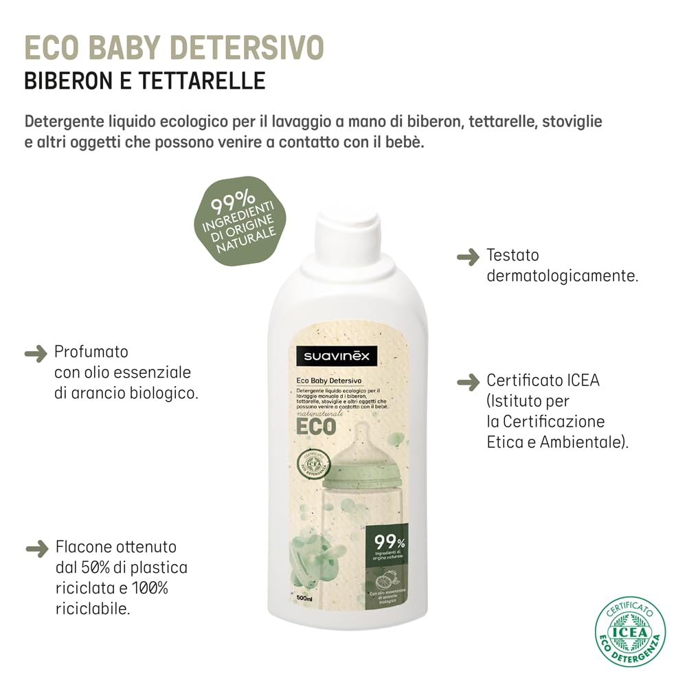 Suavinex Multipack Eco Baby Detergente per Biberon e Tettarelle 6 x 500 ml, Detergente stoviglie, Biberon Tettarelle ecologico