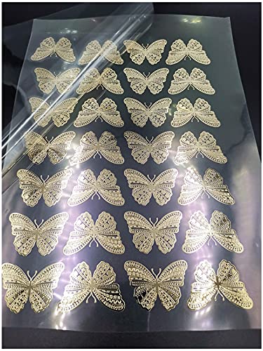 Aufkleber für Handy/Laptop/iPad, Metall, Schmetterlingsmotiv, Chrom, 2 Stück