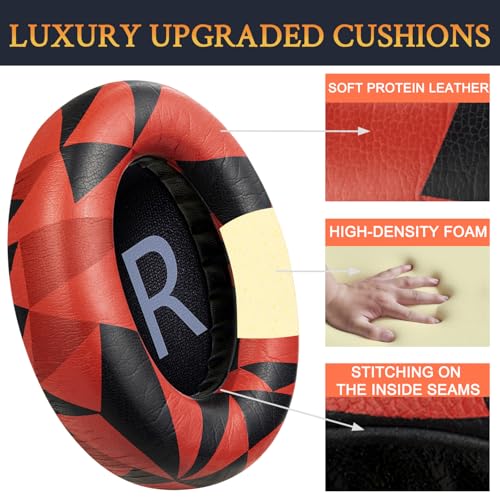 Image of SOULWIT Protein Leather Replacement Earpads for Bose 700 (NC700) Wireless Headphones, Ear Pads Cushions with Softer Protein Leather, High-Density Noise Cancelling Foam, Added Thickness - Red Storm