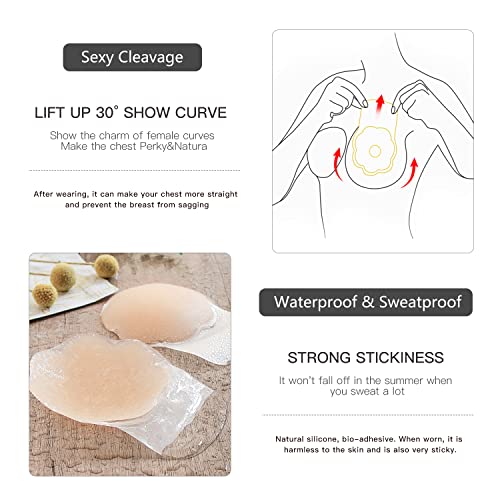 Image of Promking Breast Pasties Lift - Invisible Silicone Breast Lifting Adhesive Bra Reusable Nipple Covers for Women