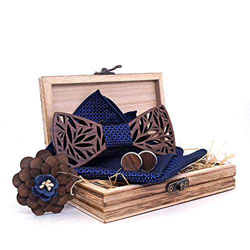 Fityle Gravata Borboleta Formal Masculina Gravata Borboleta De Madeira Abotoaduras Corsage Hankie Se