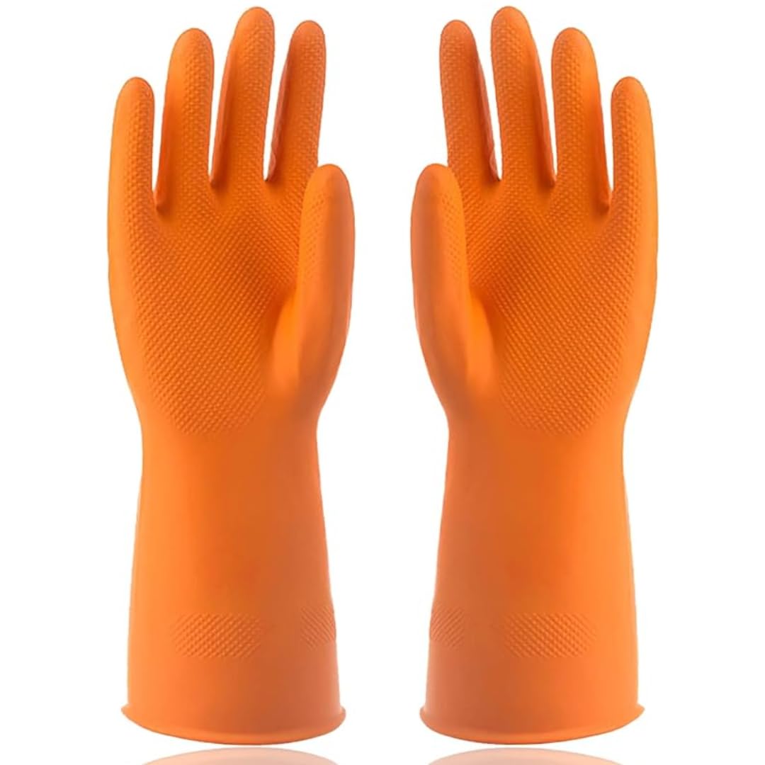 STYLERA Heavy-Duty Chemical Acid Alkali Oil Resistant Industrial Cleaning Non Slip Grip Rubber Safety Work Gloves Use for Men and Women (PACK OF 1 PAIR, ORANGE) (B0CP2GQQ8B) Amazon Price History, Amazon Price Tracker