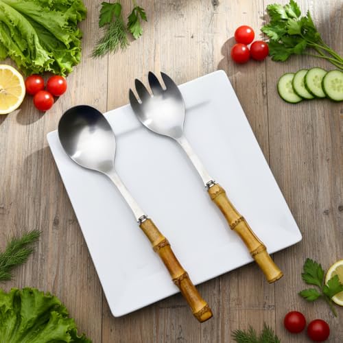 Nature Bamboo Handle Salad Serving Set (2-Piece)