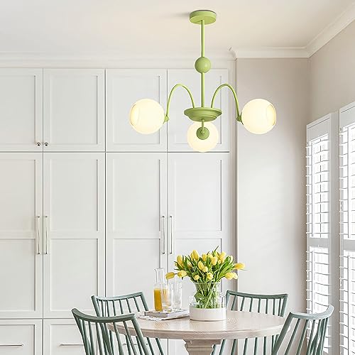 Lustre spoutnik doré rétro plafonnier 5 lumières suspension verre blanc de salon - 6