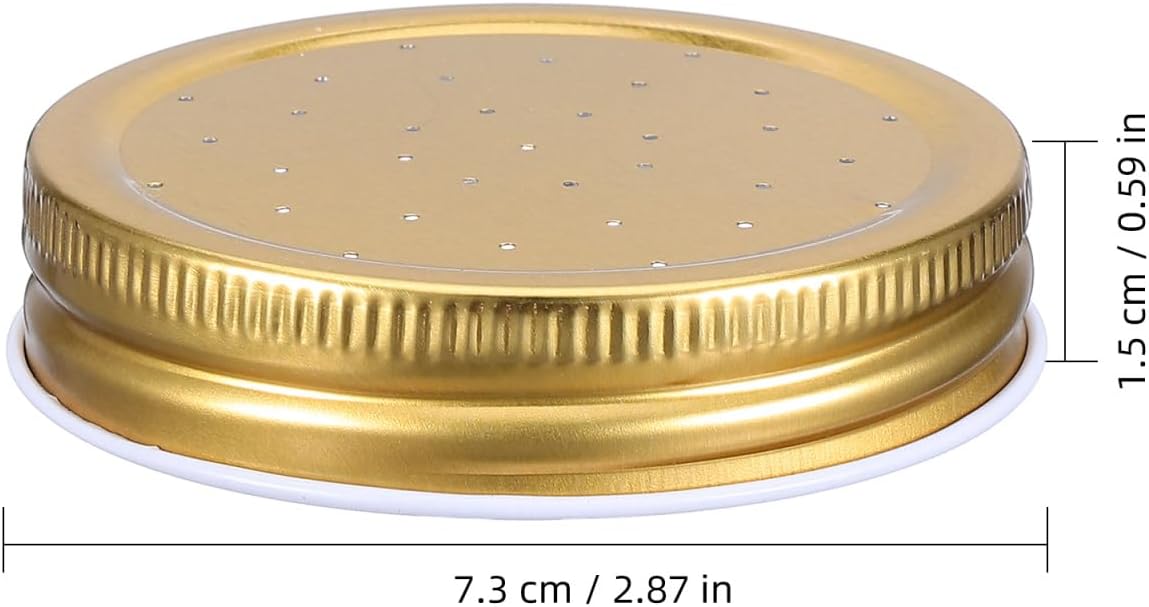 8pcs Bee Feeder Lids Replacement: Regular Mouth Mason Jar Caps with Leak-proof Gaskets - Perforated Metal Beehive Entrance Watering Station Lids for Beekeeping