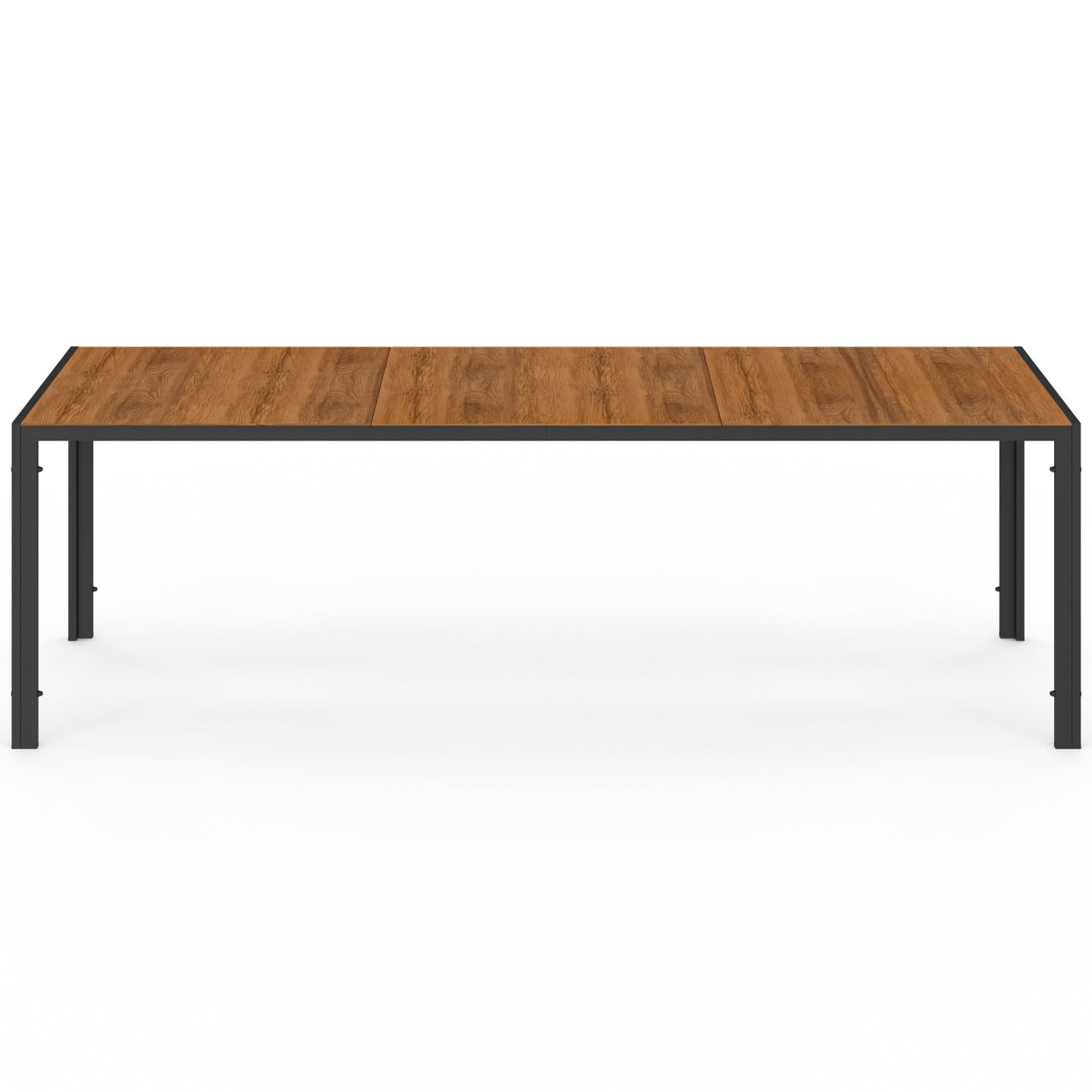 IDMarket - Salon de Jardin NOUMEA Table 240 cm Plateau Verre trempé Effet Bois et 10 chaises empilables Noir et Bois
