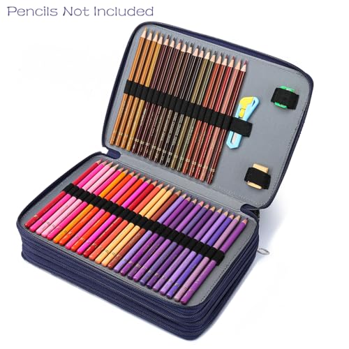 Image of YOUNGCOL 200 Slots Colored Pencil Case Color Pencil Organizer Holder With Zipper Closure Large Pencil Box for Colored Pencils Watercolor Pencils