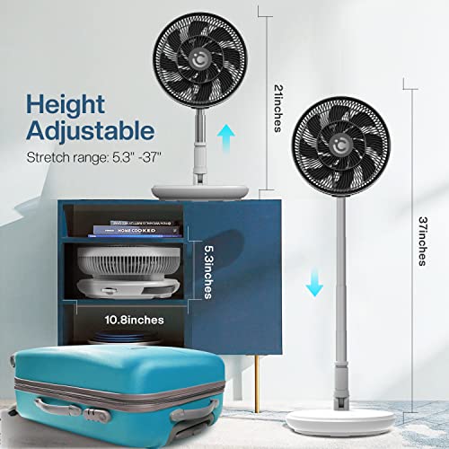 Coococo 11" Standing Fan Oscillating Pedestal Fan With Remote, 7800Mah Portable Battery Operated Fan, Dual Blades, 8 Speeds, 8H Timer Powerful Quiet Fan For Travel, Outdoor, Home, Office, White #TOP4