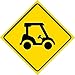 Aluminium-Schild mit gelbem Diamant, Caution Golf Cart Crossing, 30,5 x 30,5 cm, quadratisch