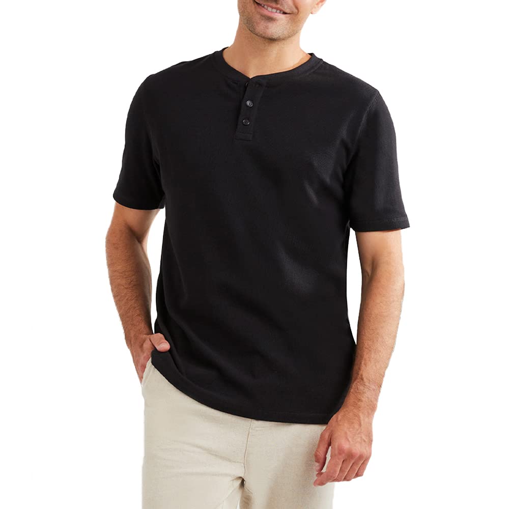 GYMAPE Hombre Cono Camisa de Hombro de Henry de 3/4 Mangas