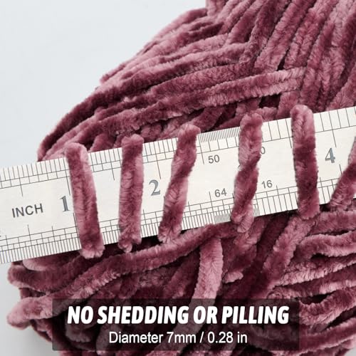 Image of Soft Velvet Chenille Yarn for Crocheting, Super Bulky Yarn for Blankets | Fluffy, plush yarn for crochet and knitting blankets, amigurumi, cushions and handmade gifts for cozy DIY projects.
