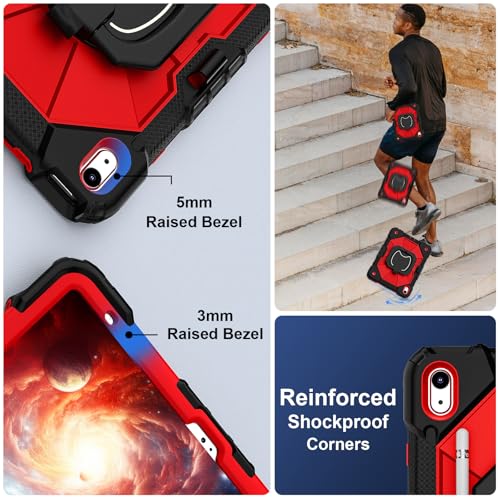 Image of Scnioy Case for iPad 10th Generation 10.9 Inch (2022), iPad (A16) 11th Generation 11 Inch (2025), Rugged i Pad Case 10th Gen with 360Rotating Stand Screen Protector Pen Holder Shoulder Strap, Red