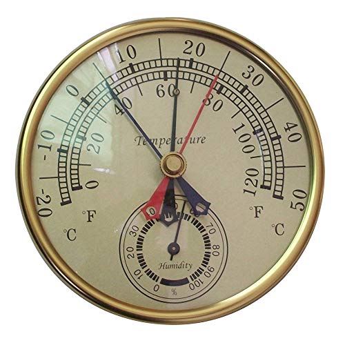 ZYD Max Min Vintage Brass Thermometer Multifunctional Humidity Hygrometer Meter Indoor Outdoor Garden