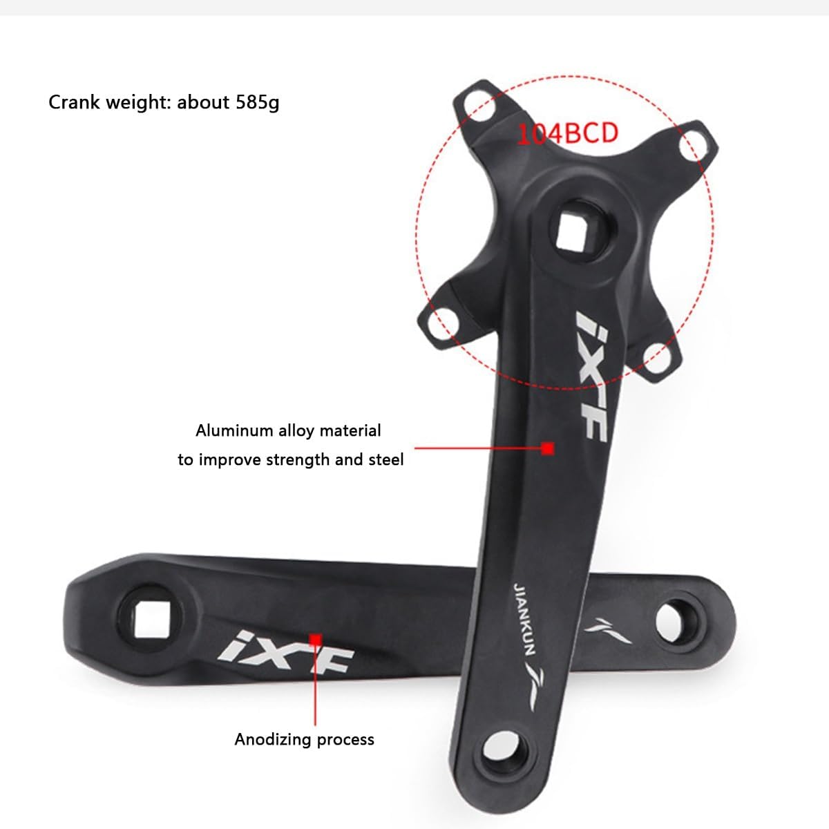 170mm Mountain Bike Square Taper Crankset 32T 34T 36T 38T Single Round Chainring Aluminum Alloy 104-64BCD Bikes Crankset (Color : Purple, Size : 32T)