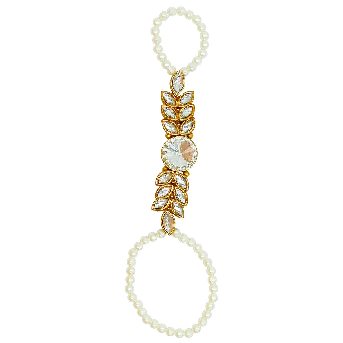 JewelShadi Stylish Gold Plated Finger Ring Bracelet for Women and Girls | Hath Punja Bracelet with Ring for Women (BRAC0_017) (B08TQVDVD9) Amazon Price History, Amazon Price Tracker