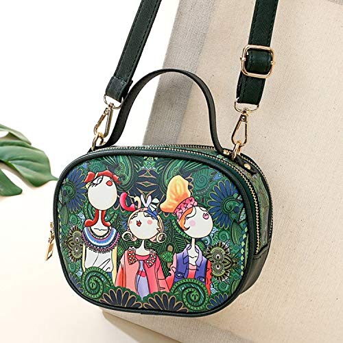 HAWEEL Anti-Theft Classic Retro Messenger Travel Sen Series Leisure Fashion PU Leather Slant Shoulder Bag Handbag (Green) Sling Crossbody Mini Purse One Size