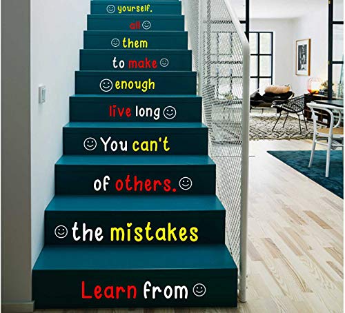 Image of CVANU Letters Wall Decor Stickers Stair Decals Quotes Stairway Decals Quote Steps Vinyl Stickers Lettering Family Staircase Decal Multicolor (Stairs-pg 9)