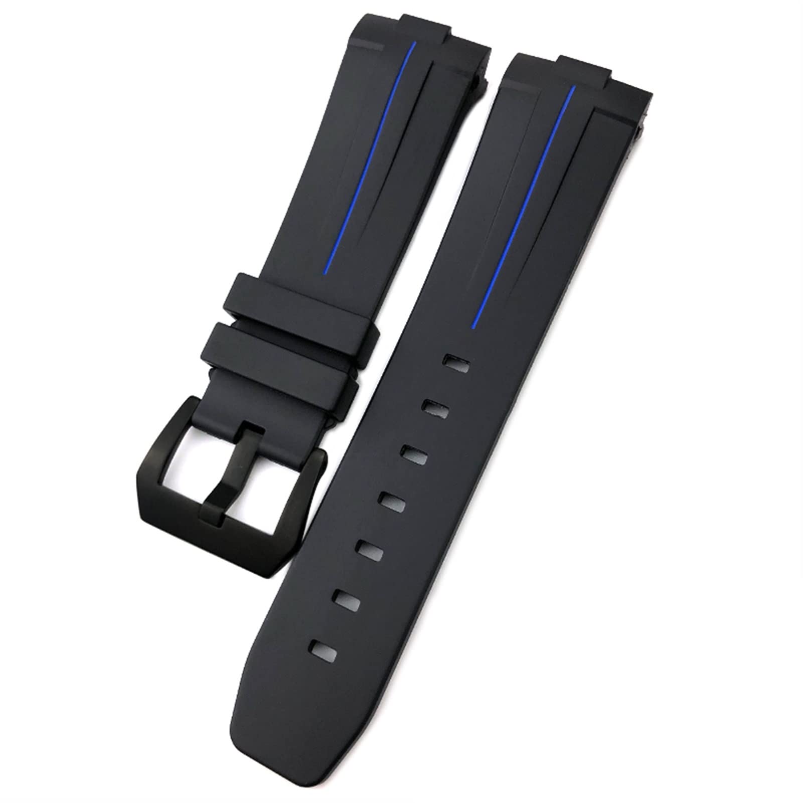 Bracelet Panerai 24mm en silicone noir bleu à interface incurvée pour modèles PAM111 PAM312