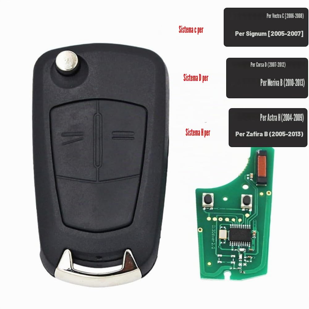 2 pulsanti Flip chiave remota 433MHZ PCF7941 per Opel/Vauxhall CORSA-D, Meriva B