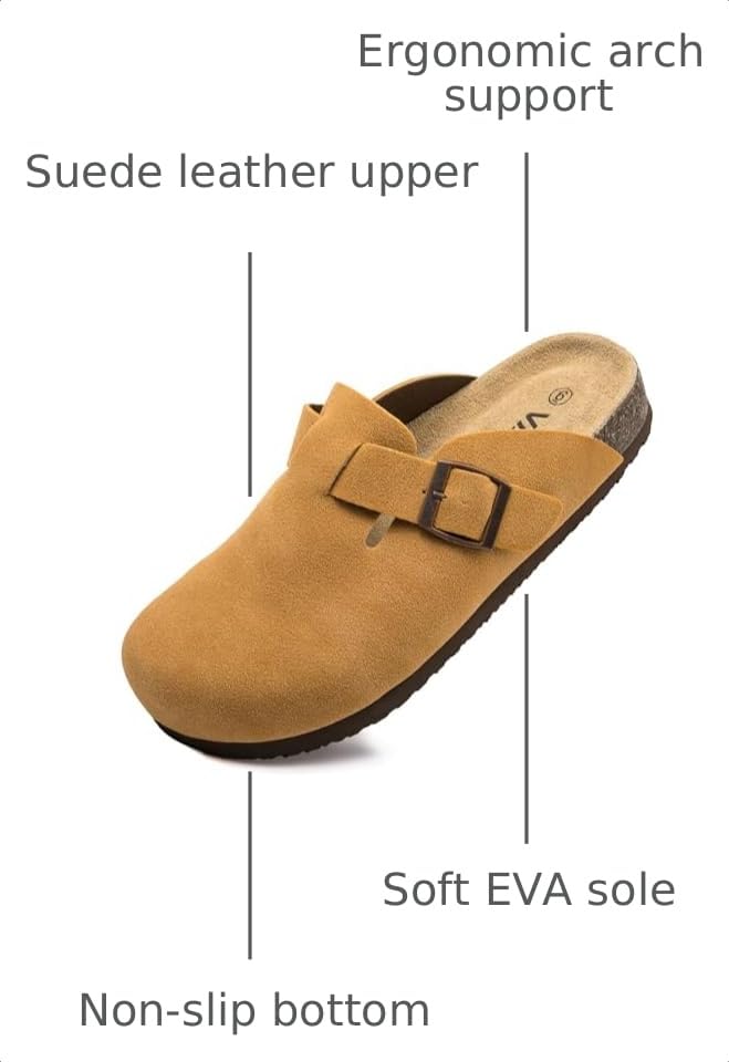 Image of Women Suede Clogs Casual Slip On Potato Mule Slippers