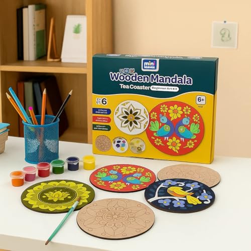 Mini Leaves Wooden Mandala Art Kit for Kids 6-12 and Adults | Beg...