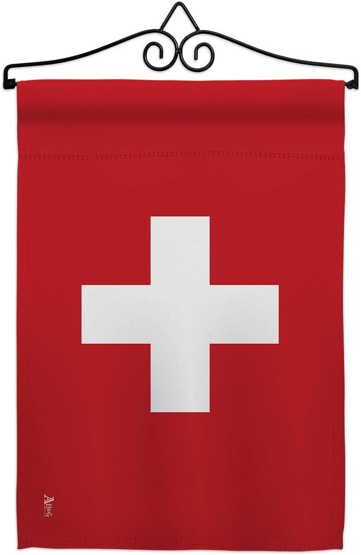 Switzerland Garden Flag Set Wall Hanger Regional Nationality Nation International World Country Particular Area Small Decorative Gift Yard House Banner Made In USA 13 X 18.5