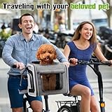 Hundekorb Fahrrad Vorne Faltbar & Erweiterbar, 4-in-1 Hundefahrradkorb mit 4 Öffnungen, Netzfenstern & Regenschutz, Fahrradkorb für Kleine & Mittelgroße Katzen und Hunde bis 10kg (Grau)