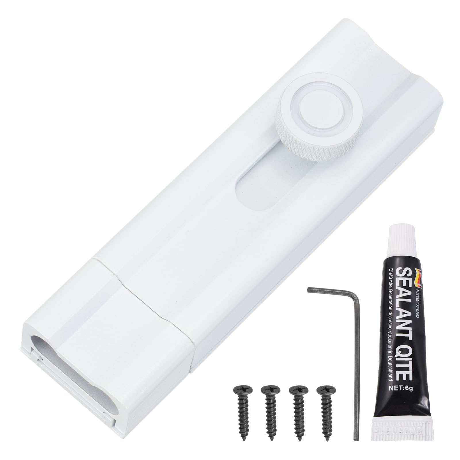 PATIKIL 1 Pcs Slide Barrel Bolt Latch Lock, 4" Adhesive Aluminum Alloy Security Slide Lock Heavy Duty Gate Hardware for Shed Barn Window Screen, White