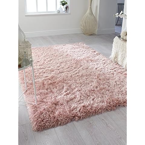 LordOfRugs - Dazzle Modern Thick Silky Polyester Yarn Shaggy Rug in Various Sizes and Colours Carpet (Pink, 80x150cm (2'6''x5'0'')) Cover