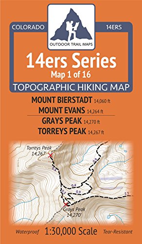 Colorado 14Ers Maps Series 1 Of 16 - Bierstadt, Evans | Grays, Torreys #TOP4