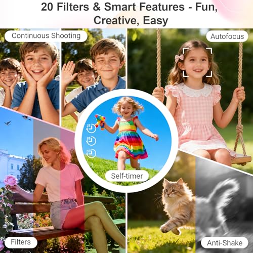 Digital Camera 4K - Autofocus Compact Cameras with 32GB SD Card 44MP Portable Mini Small Photo Camera with 2.8" LCD Screen 18X Digital Zoom Vlogging Camera for Students, Teens, Beginners (Black) - Image 4