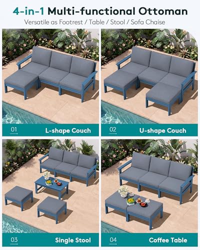 Image of SERWALL HDPE Outdoor Ottoman with Cushions